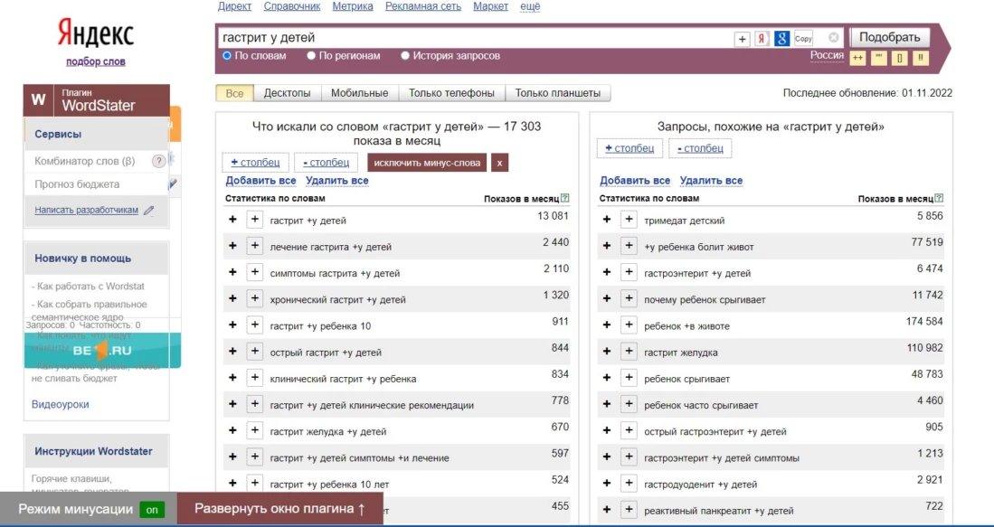 Подбор слов для статьи на медицинскую тематику
